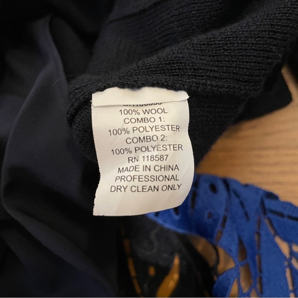 Jason Wu sweater long sleeve crewneck floral wool blue extra small - Picture 4 of 4